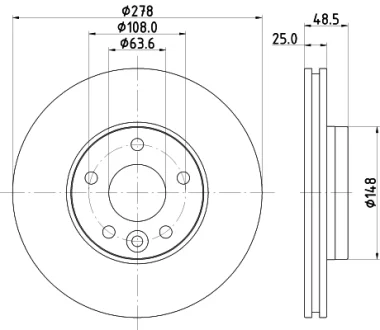 HELLA PRO HIGH CARBON VOLVO диск гальм. передн. V40 12- HELLA PAGID 8DD355126561