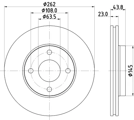HELLA PRO FORD диск гальмівний передній FIESTA VII 1.0 EcoBoost 17- HELLA PAGID 8DD355126601 (фото 1)