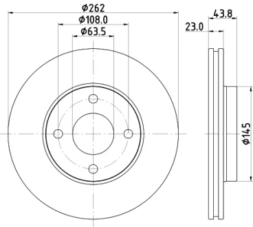 HELLA PRO FORD диск гальмівний передній FIESTA VII 1.0 EcoBoost 17- HELLA PAGID 8DD355126601