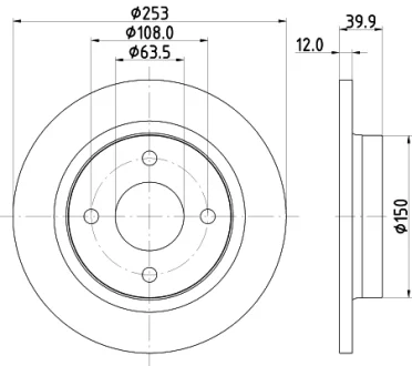 HELLA PRO FORD диск гальмівний задній FIESTA VII 1.0 HELLA PAGID 8DD355126611