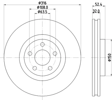 HELLA PRO FORD гальмівний диск S-MAX 2.0TDCI 15- HELLA PAGID 8DD355126701