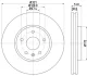 HELLA PRO HIGH CARBON OPEL гальмівний диск передн. INSIGNIA A, CHEVROLET CAMARO, SAAB HELLA PAGID 8DD355129091 (фото 1)