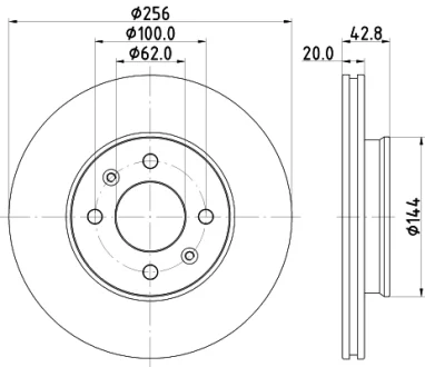 HELLA PRO KIA диск гальм. передн. Picanto 17- HELLA PAGID 8DD355130001