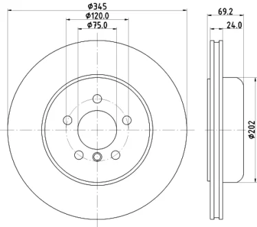 8DD355132501 Гальмівний диск HELLA PAGID 8DD 355 132-501