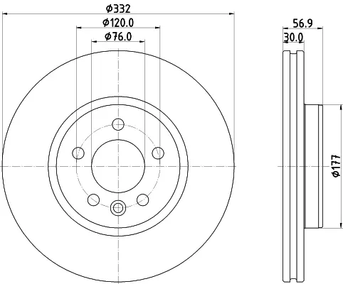 HELLA PRO HIGH CARBON VW диск гальмівний передн. AMAROK 2.0 11- HELLA PAGID 8DD355132561 (фото 1)