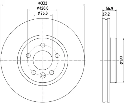 HELLA PRO HIGH CARBON VW диск гальмівний передн. AMAROK 2.0 11- HELLA PAGID 8DD355132561