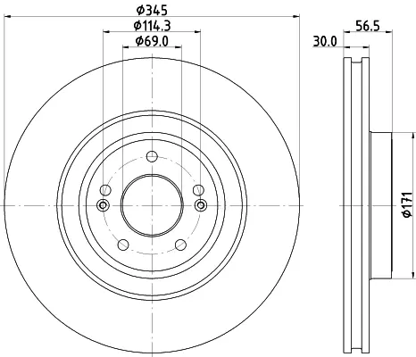 HELLA PRO HIGH CARBON KIA гальмівний диск передн. STINGER 2.0 17-, GENESIS HELLA PAGID 8DD355132651 (фото 1)