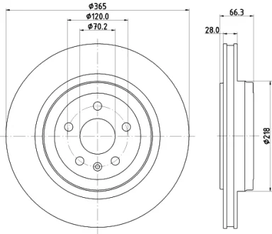 HELLA PRO TESLA гальм. диск задн. MODEL S 14-, MODEL X 16- HELLA PAGID 8DD355132901