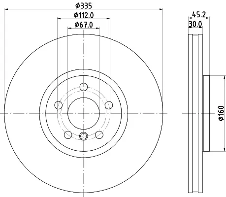 HELLA PRO HIGH CARBON MINI диск передній MINI (F56), (F54), (F57), (F60) HELLA PAGID 8DD355133111 (фото 1)