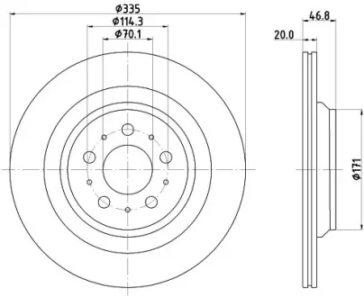 HELLA TESLA Диск гальм. задній MODEL 3 HELLA PAGID 8DD355134951