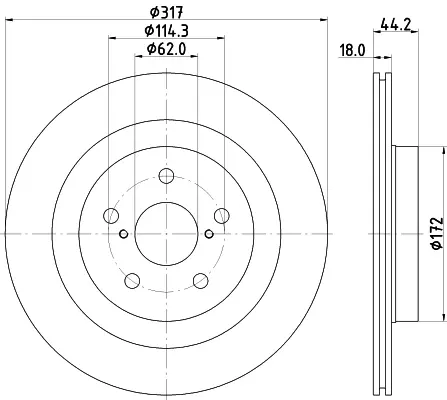 HELLA PRO TOYOTA гальмівний диск задн. RAV 4 V 18- HELLA PAGID 8DD355134961 (фото 1)
