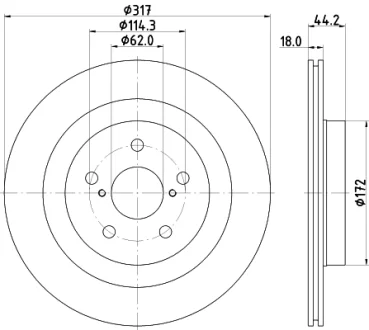 HELLA PRO TOYOTA гальмівний диск задн. RAV 4 V 18- HELLA PAGID 8DD355134961