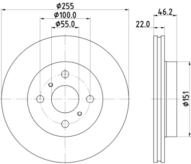 HELLA PRO TOYOTA гальмівний диск передн. YARIS 1.0 20-, 1.5 20- HELLA PAGID 8DD355134981