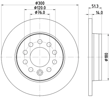 HELLA PRO VW Гальмівний диск задн. MULTIVAN T7 21- HELLA PAGID 8DD355135021