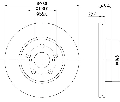 HELLA PRO TOYOTA Гальмівний диск передн. YARIS 1.0 20- HELLA PAGID 8DD355135141 (фото 1)