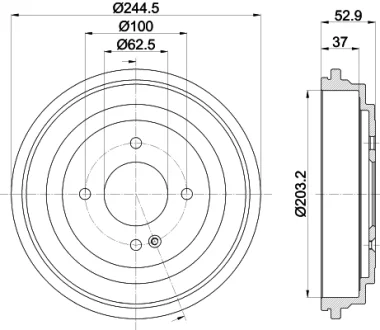 HELLA KIA Гальмівний барабан задн. PICANTO III 1.0, 1.2 17- HELLA PAGID 8DT355303431