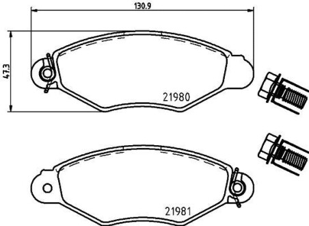 Гальмівні колодки пер. Kangoo 97-08 (Bosch) HELLA 8DB355019-311