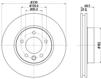 Гальмівний диск перед. Touareg/Cayenne 330mm 3.0-4.2 02- (PRO) Правий HELLA 8DD355109-741