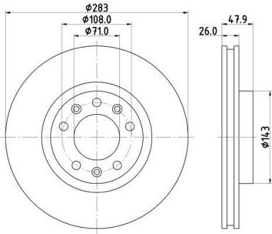 Гальмівний диск передній Peugeot 308 II, 308 Sw II 1.2-2.0D 09.13- HELLA 8DD 355 120-481