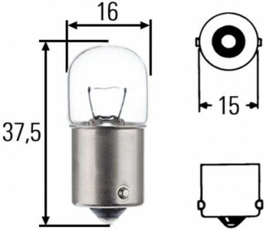 Лампа розжарювання, R5W 24V 5W BA 15s HELLA 8GA002071241