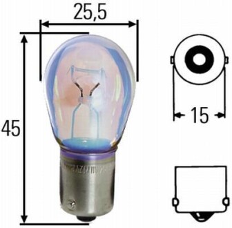 Лампа розжарювання STANDARD P21W, BA 15 s, 12 V (к-кт 2шт) HELLA 8GA002073123