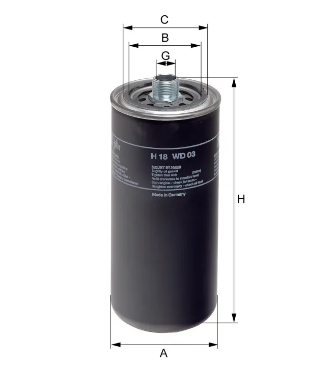 Фільтр масляний HENGST FILTER H18WD03 (фото 1)