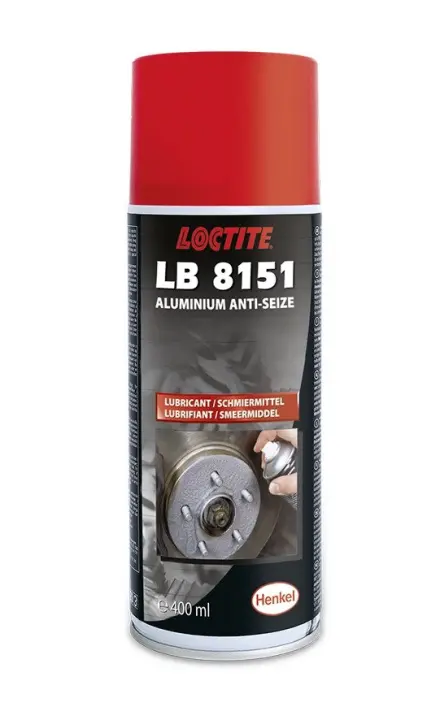 Мастило-спрей антизадирне з алюмінієм Loctite LB 8151 400мл LOCTITE® LB 8151 – це надміцний протизадирний спрей, призначений для запобігання заїданню та корозії з’єднань під впливом високих температур, що виникають у вихлопних газах двигунів внутрішн Henkel/Loctite 2758893 (фото 1)
