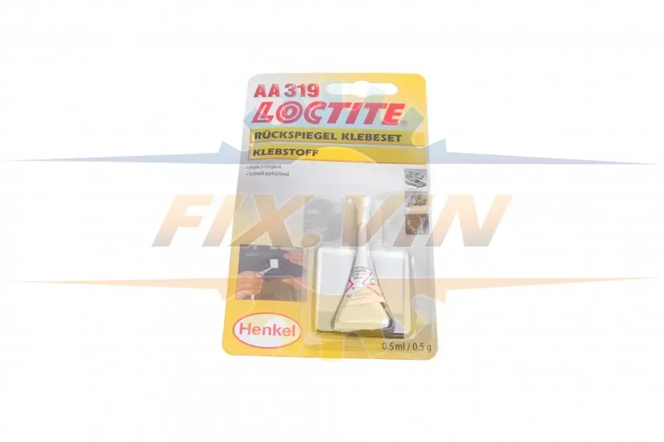 Клей для дзеркала заднього виду LOCTITE AA 319 набір 0,5г Loctite AA 319 - набір для приклеювання дзеркала заднього виду. Хімічний склад: Модифікований акриловий ефір Зовнішній вигляд: Прозора рідина світло-бурштинового кольору На склі заднього виду Henkel/Loctite 195908 (фото 1)