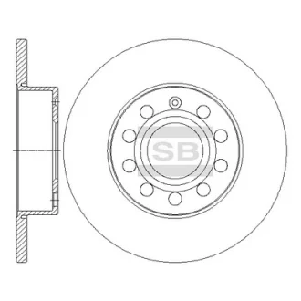 Диск гальмівний (кратно 2) задній Audi A3 (06-) (D=259.8mm) HI-Q Hi-Q (SANGSIN) SD5407