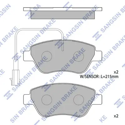Колодки тормозные передние Citroen Nemo (10-), Fiat Linea (323) (07-), Peugeot B Hi-Q (SANGSIN) SP1201B (фото 1)