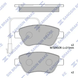 Колодки гальмівні передні Citroen Nemo (10-), Fiat Linea (323) (07-), Peugeot Bipper (10-)  HI-Q Hi-Q (SANGSIN) SP1201B
