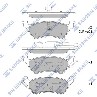 Колодки гальмівні задні (дискові) Dodge Caravan (-07) HI-Q Hi-Q (SANGSIN) SP1441 (фото 1)