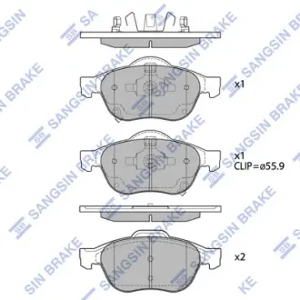 Колодки гальмівні передні Toyota Avensis (-09) HI-Q Hi-Q (SANGSIN) SP1574