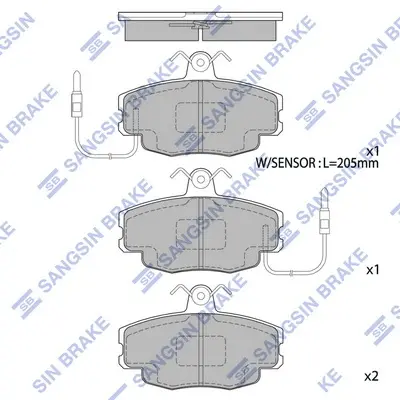 Колодки тормозные передние Renault Clio I Hi-Q (SANGSIN) SP1668 (фото 1)