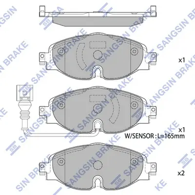 Колодки гальмівні передні Audi A3 (13-), Seat Leon (12-), Skoda Octavia (12-), VW Golf VII (12-) HI-Q Hi-Q (SANGSIN) SP1678 (фото 1)
