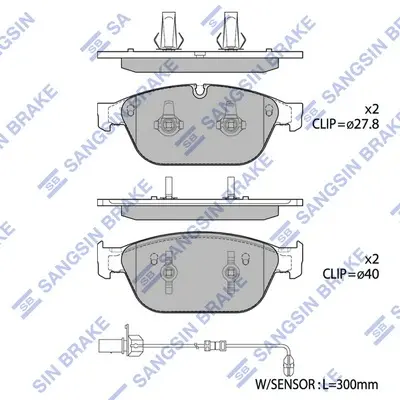 Колодки гальмівні передні Audi A6 (11-), A7 (11-), Q5 (8R) (13-) HI-Q Hi-Q (SANGSIN) SP1694 (фото 1)