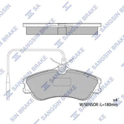 Колодки гальмівні передні Citroen Xsara, Picasso (99-), Peugeot 206 (00-) HI-Q Hi-Q (SANGSIN) SP1743A (фото 1)