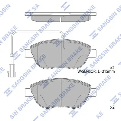 Колодки гальмівні передні Fiat Liana (07-), Punto (05-), Fiat 500 (08-) HI-Q Hi-Q (SANGSIN) SP1746 (фото 1)