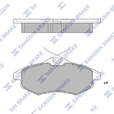 Колодки гальмівні передні (p/spring 4шт) Citroen C2 (JM) (03-), C3 I (FC) (02-) HI-Q Hi-Q (SANGSIN) SP1747 (фото 1)