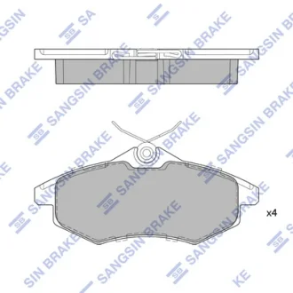Колодки гальмівні передні (p/spring 4шт) Citroen C2 (JM) (03-), C3 I (FC) (02-) HI-Q Hi-Q (SANGSIN) SP1747