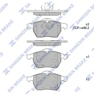 Колодки гальмівні передні Opel Astra G (-05), Zafira (02-), SAAB 9-3 (YS3E) (97-) HI-Q Hi-Q (SANGSIN) SP1757 (фото 1)