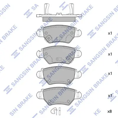 Колодки гальмівні задні (дискові) Opel Zafira (-05), Astra G (-05) HI-Q Hi-Q (SANGSIN) SP1759 (фото 1)