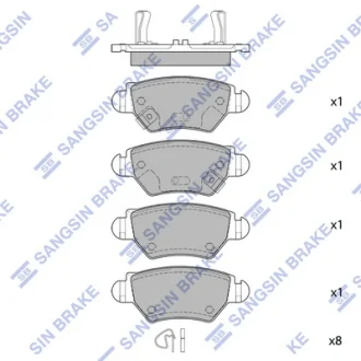 Колодки гальмівні задні (дискові) Opel Zafira (-05), Astra G (-05) HI-Q Hi-Q (SANGSIN) SP1759