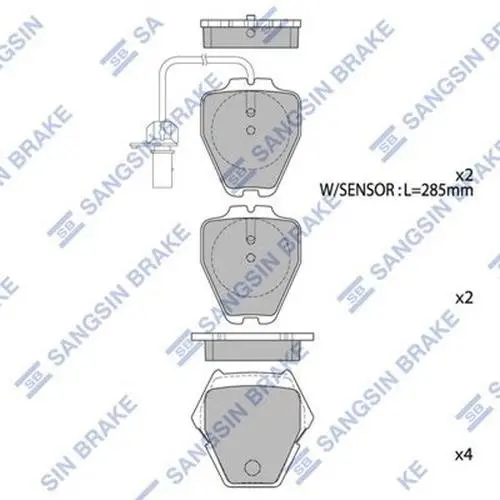 Колодки гальмівні передні Audi A4 (-01), A6 (-05), VW Phaeton (3D) (02-) HI-Q Hi-Q (SANGSIN) SP1790 (фото 1)