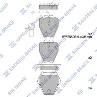Колодки гальмівні передні Audi A4 (-01), A6 (-05), VW Phaeton (3D) (02-) HI-Q Hi-Q (SANGSIN) SP1790