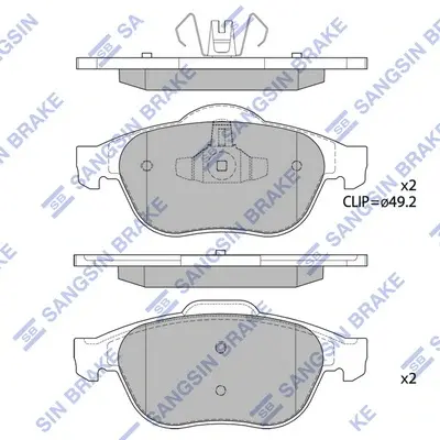 Колодки гальмівні передні Renault Megane II (05-), Scenic II, III (05-) HI-Q Hi-Q (SANGSIN) SP1802 (фото 1)