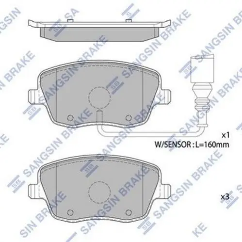 Колодки гальмівні передні Skoda Fabia (06-), VW Polo (9N) (07-) HI-Q Hi-Q (SANGSIN) SP1806A (фото 1)