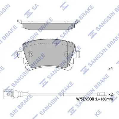 Колодки гальмівні задні (дискові) Audi A4 (05-), VW Phaeton (3D) (02-) HI-Q Hi-Q (SANGSIN) SP1818 (фото 1)