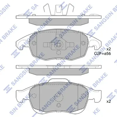 Колодки гальмівні передні Citroen Berlingo (B9) (08-), C4 II (09-), DS4 (11-), Peugeot 5008 (09-) HI-Q Hi-Q (SANGSIN) SP1825 (фото 1)