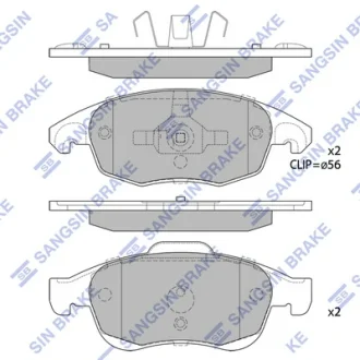 Колодки гальмівні передні Citroen Berlingo (B9) (08-), C4 II (09-), DS4 (11-), Peugeot 5008 (09-)  HI-Q Hi-Q (SANGSIN) SP1825